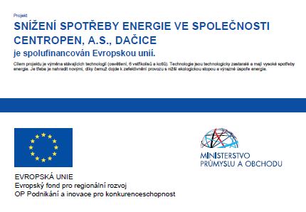 snížení spotřeby energie ve společnosti centropen a.s. dačice